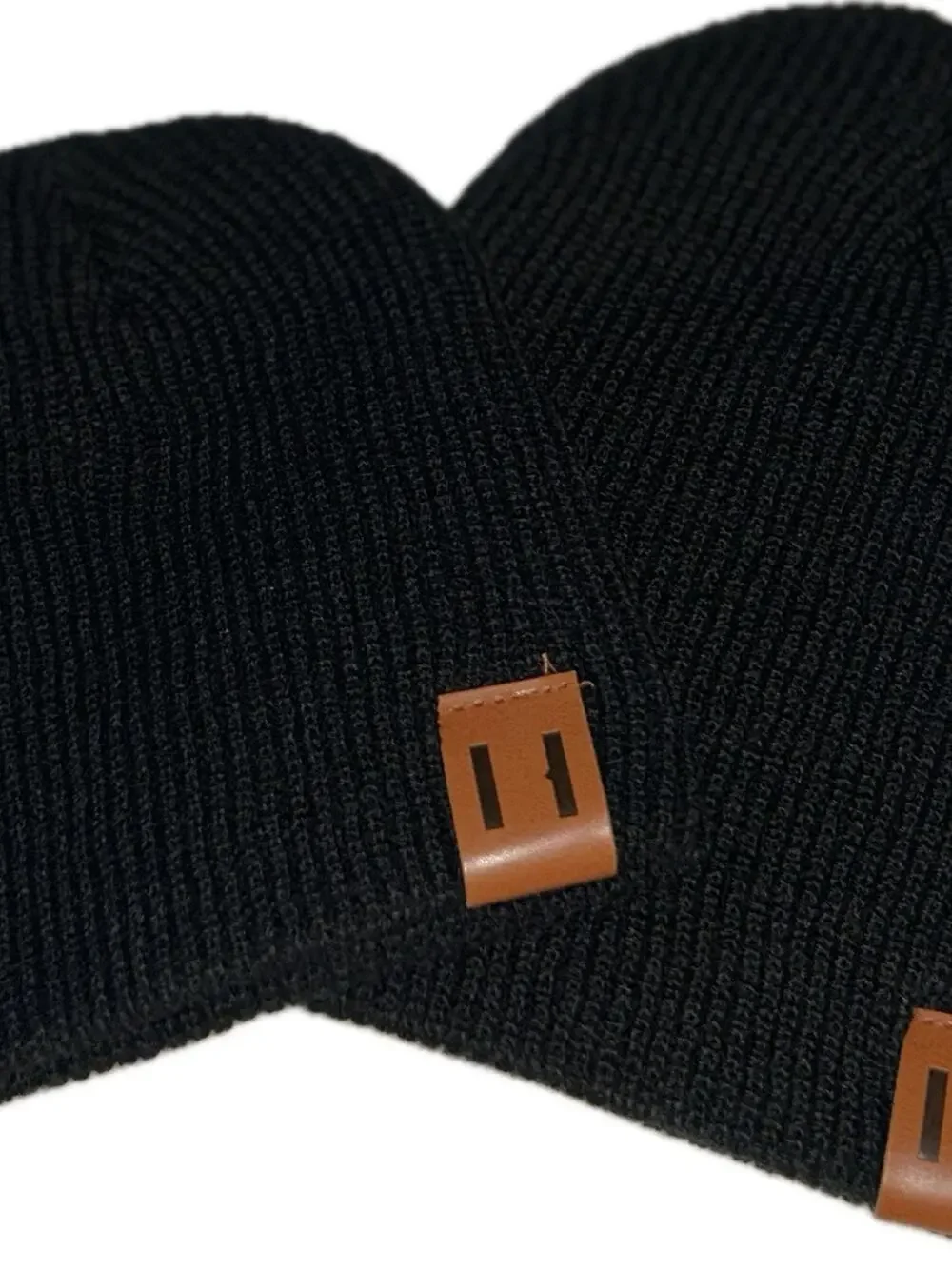 New lot of 2: Black Knit Beanies baby, mom